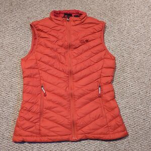Mountain Hardwear Alpine Goose Down Vest Womens Small Orange Full Zip Gorpcore